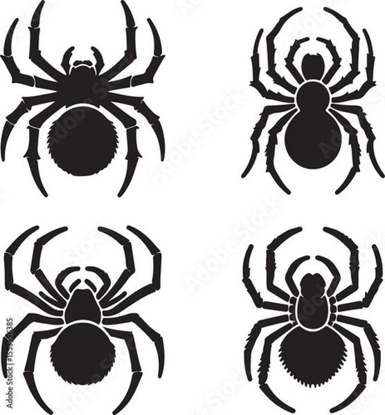 Obraz Spider text icon silhouette vector with white background