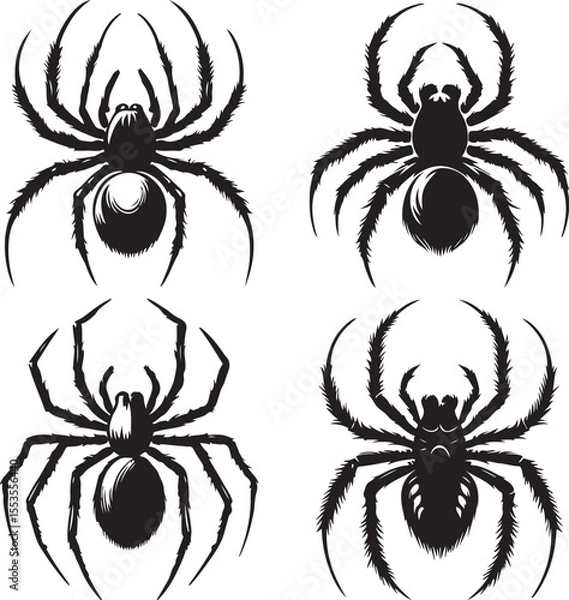 Obraz Spider text icon silhouette vector with white background