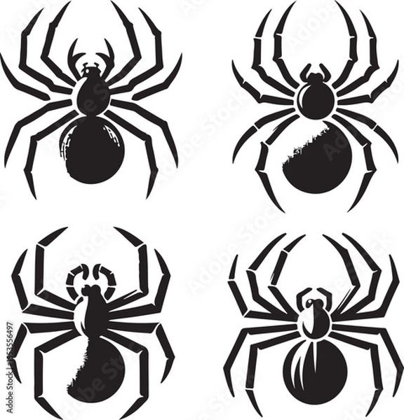 Obraz Spider text icon silhouette vector with white background