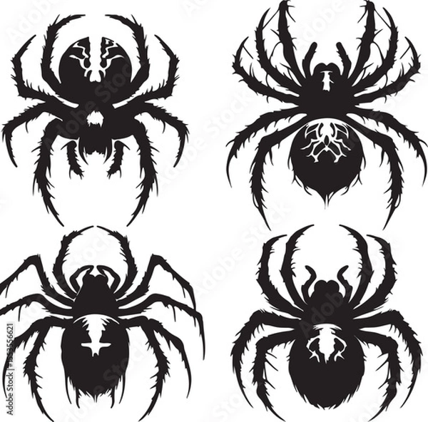 Obraz Spider text icon silhouette vector with white background