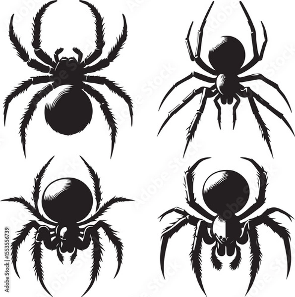 Obraz Spider text icon silhouette vector with white background