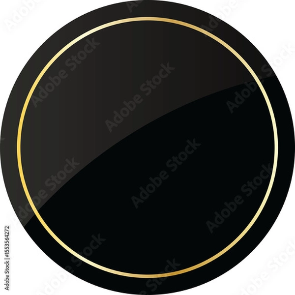 Fototapeta Glossy Black Button transparent Background