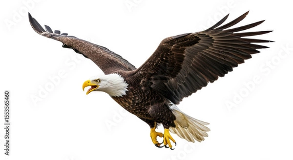 Obraz Isolated bald eagle flying