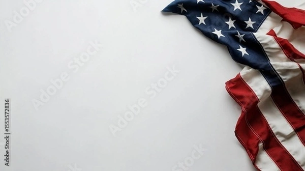Obraz Vibrant red white and blue American flag waving against a plain background with copy space showcasing the national symbol of freedom independence and patriotism