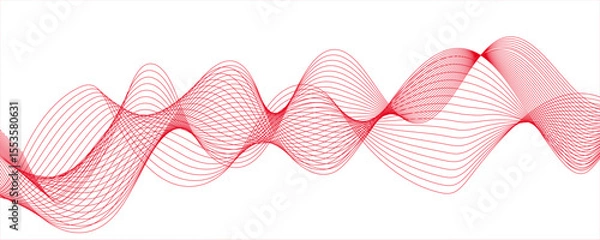 Fototapeta Abstract wave design with a series of flowing, overlapping sinusoidal curves in a gradient. Wave shapes undulate with deep red to bright dynamic gradient effect. rhythm, harmonious flowing motion.