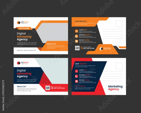 Fototapeta Creative EDDM postcard design template. Real Estate Postcard Vector Template bundle.