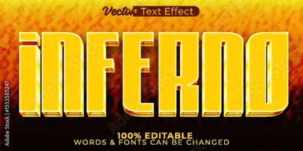Fototapeta Inferno Vector Text Effect Editable Alphabet  Burn Fire Flame