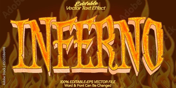Fototapeta Inferno Vector Text Effect Editable Alphabet  Burn Fire Flame