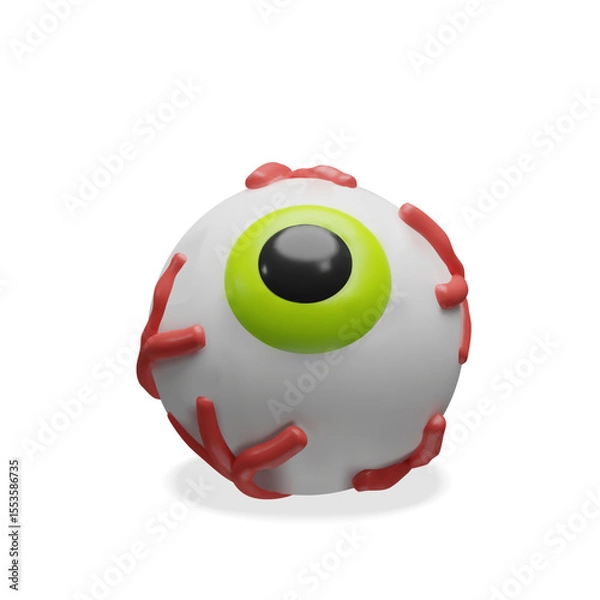 Fototapeta Creepy 3D eyeball illustration blending medical realism with a Halloween twist look up. Great for spooky graphics or anatomy-inspired decor. Great for posters, monster designs, creepy candy elements.