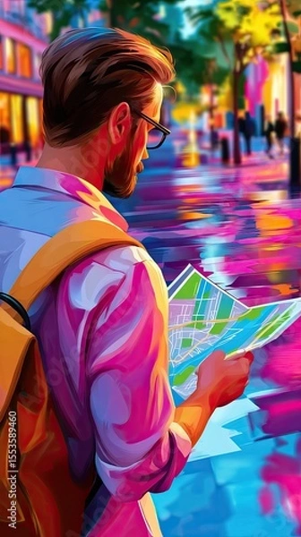 Fototapeta location direction for navigation person using GPS app using internet connection to map on smartphone