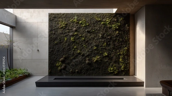 Obraz Interior design featuring a moss wall in a modern space.