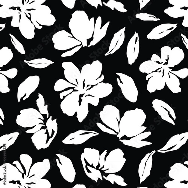 Fototapeta Flowers have organic shape with seamless background. Simple abstract floral pattern. Modern printing. Ideal for textile design, wallpaper, cards, posters and decoration.

