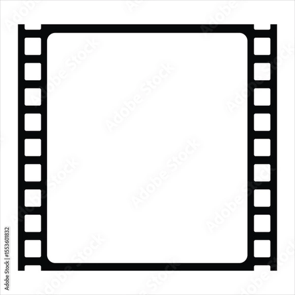 Obraz Blank Film Strip Vector Frame – Black and White Retro Movie Border on White Background