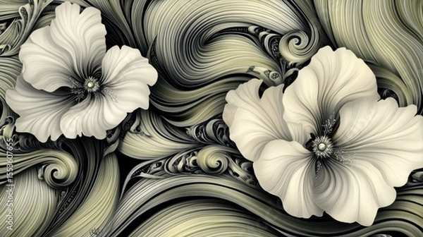 Obraz Ornate floral design with flowing lines.