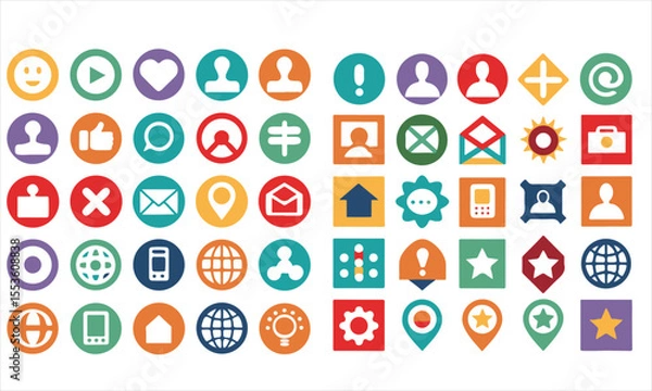 Fototapeta Social Media and Social Network Related Vector Line Icons