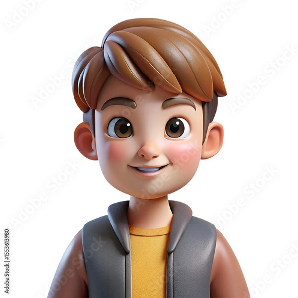 Obraz smiling 3D cartoon boy enjoying 