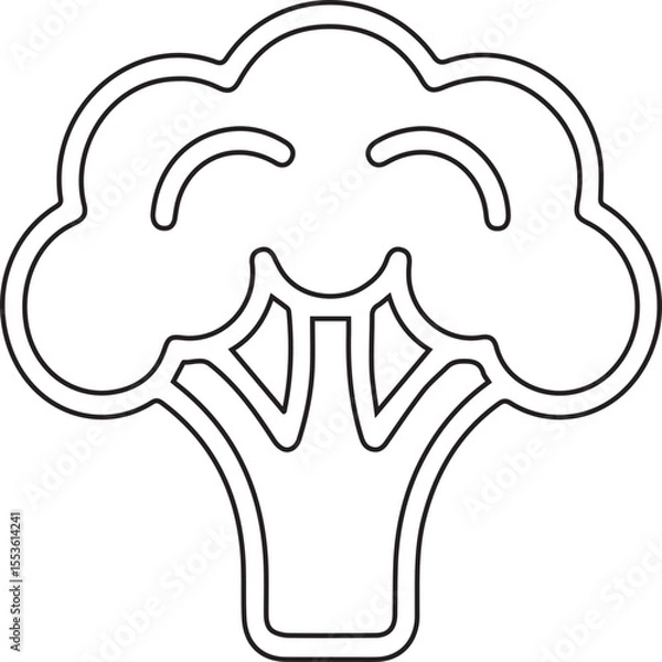 Fototapeta Broccoli outline represents a healthy food choice, offering a simple design element for nutrition guides, dietary plans, or culinary-themed projects with clean and modern aesthetics.