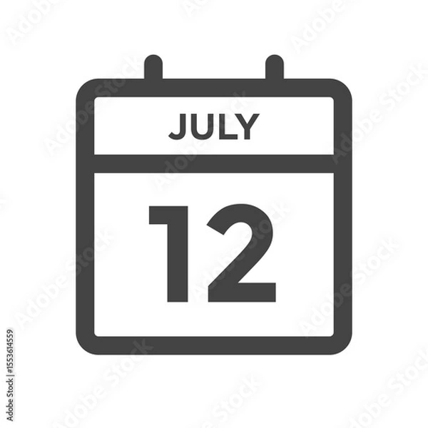 Fototapeta July 12 Calendar Day or Calender Date - Deadline or Appointment