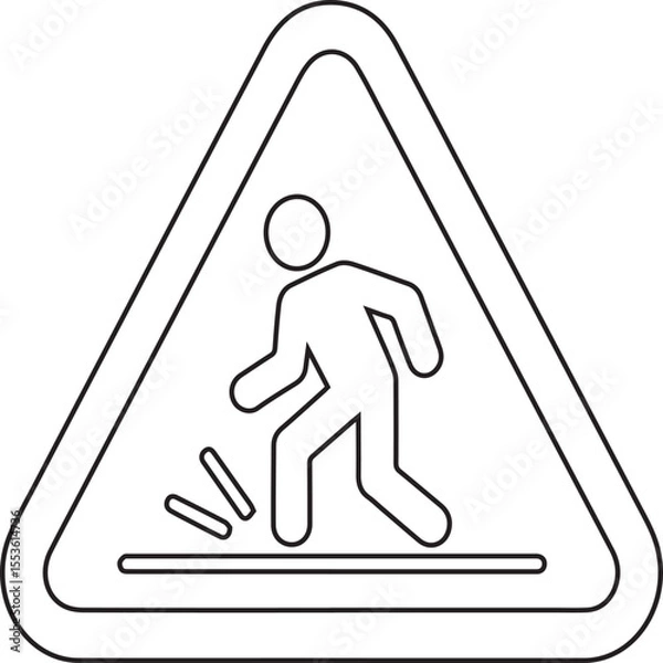 Fototapeta Hazardous slippery surface symbol denotes a potentially dangerous area, perfect for hazard communication, safety signage, and caution alert needs related to pedestrian safety.