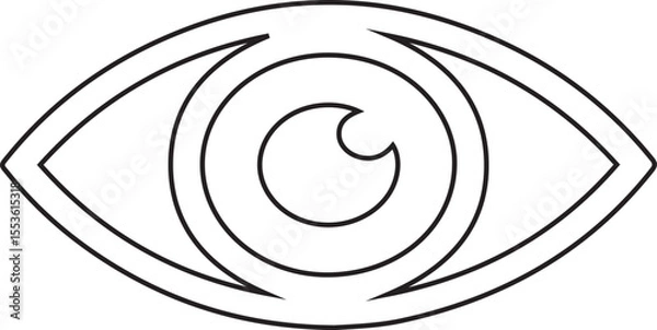 Fototapeta Striking outline graphic of a minimalistic human eye, suitable for logo designs, branding, or website design elements about vision or focus, with a modern and scalable feel.
