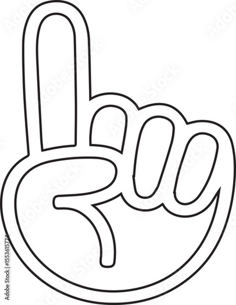 Fototapeta A hand gesture graphic showcasing the number one with a raised index finger, perfect for use in sports branding, team spirit designs, or motivational campaign materials.