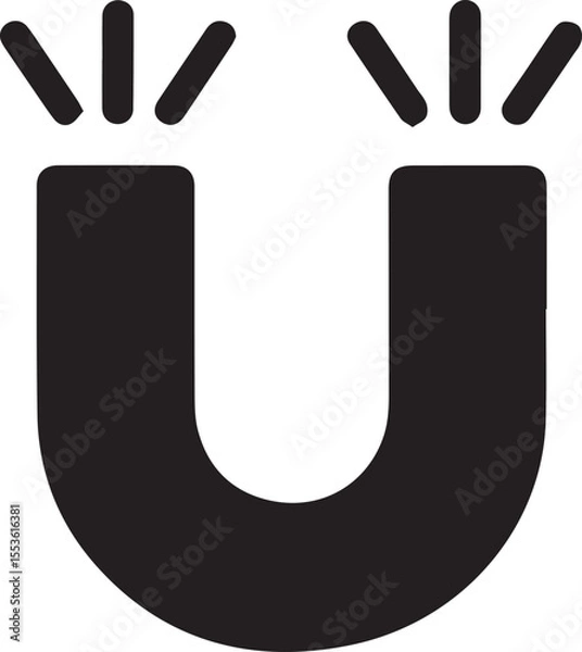 Fototapeta Magnetic force represented by a horseshoe magnet in an editable style for scientific diagrams, website graphics, and physics-related visual content with attraction power.