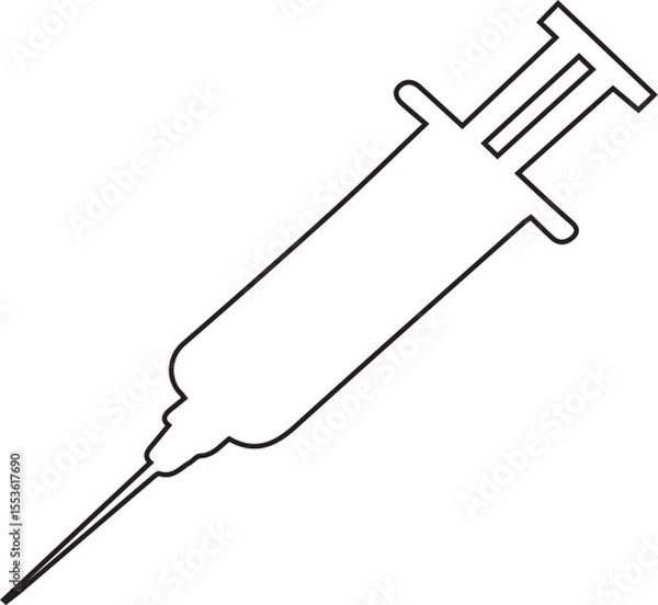 Fototapeta An outline rendition of a syringe, crafted for medical designs and adaptable for healthcare brands, ready for seamless use in scalable graphics and scientific applications.