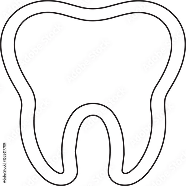 Fototapeta A stylized tooth outline showcases dental health, hygiene, and medical concepts for graphic design elements, logos, icon designs, and educational materials with a simple, clean aesthetic.