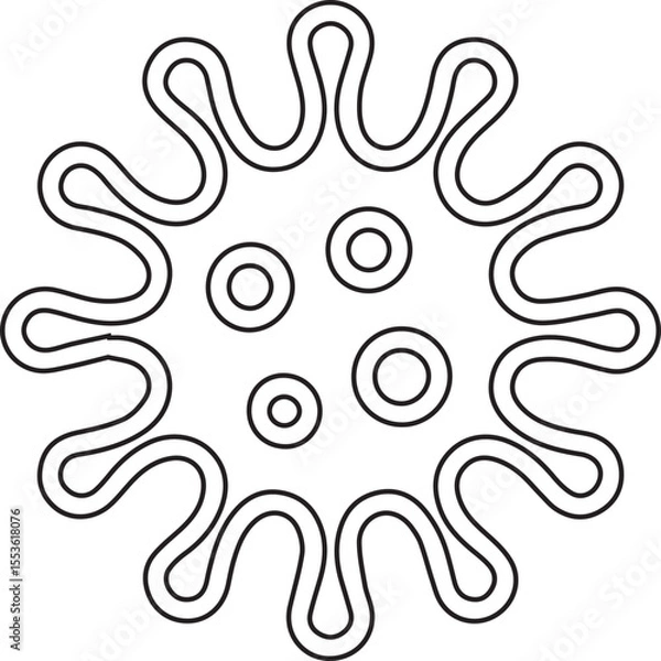 Fototapeta Artistic representation of a cell or virus, presented as a simple line drawing, perfect for science publications, or medical company brand identity materials.