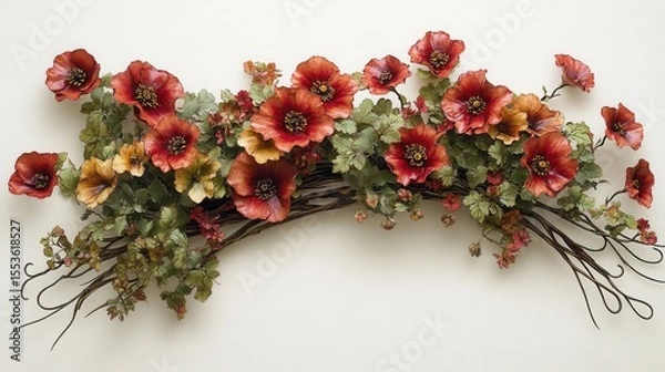 Obraz Detailed arrangement of red and rust-colored flowers.