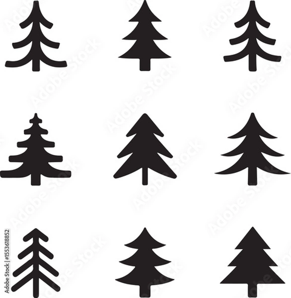 Fototapeta Minimalist Christmas Tree Icons vector on white background