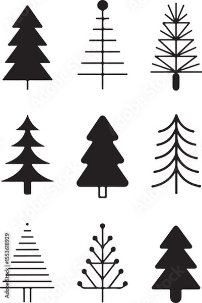Fototapeta Minimalist Christmas Tree Icons vector on white background
