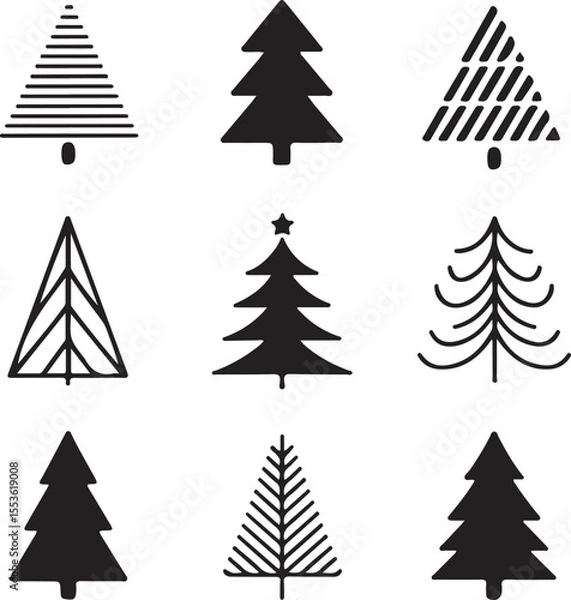 Fototapeta Minimalist Christmas Tree Icons vector on white background