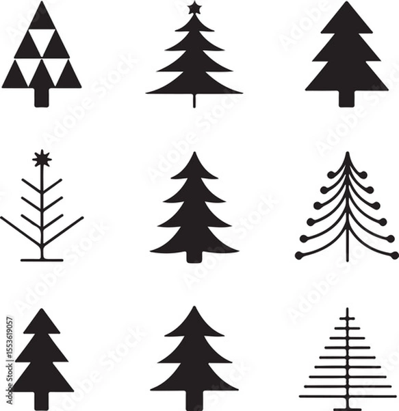 Fototapeta Minimalist Christmas Tree Icons vector on white background