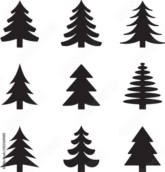 Fototapeta Minimalist Christmas Tree Icons vector on white background