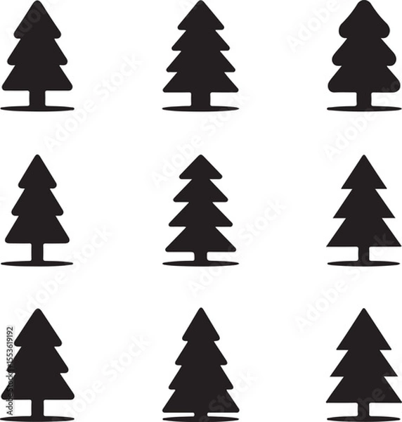 Fototapeta Minimalist Christmas Tree Icons vector on white background