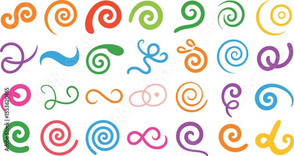 Fototapeta A Vibrant Array of Swirling Spirals A Colorful Collection of Curlicues and Twirls A Playful Assortment of Looping Designs for Creative Projects and Artistic Endeavors