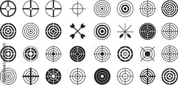 Fototapeta A Collection of Target Icons A Set of Crosshair Symbols for Precision and Accuracy A Range of Aiming Point Designs for Games and Graphic Projects