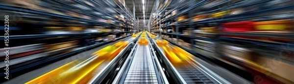 Fototapeta Sensorguided crate system in motion blur