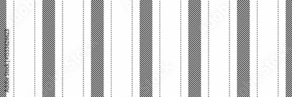 Fototapeta Greeting textile lines pattern, tracery background vertical vector. Relief fabric stripe texture seamless in white and black colors.