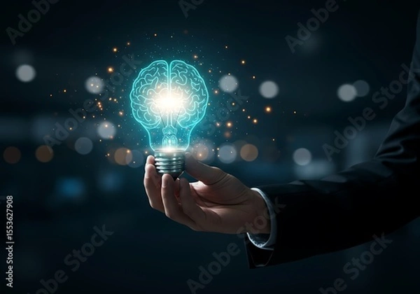 Fototapeta Innovative Brain Idea Lightbulb Concept Illustrating Genius and Creativity