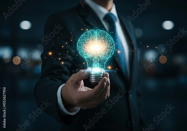 Fototapeta Unlocking New Ideas and Innovation with Artificial Intelligence Illuminating the Future of Business Growth