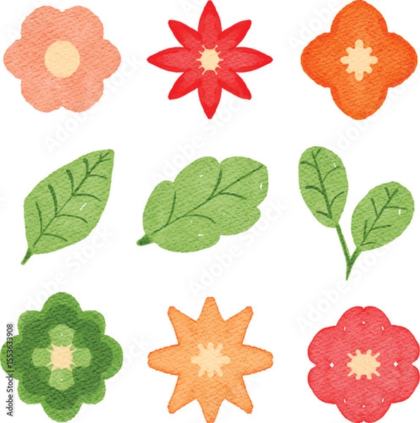 Fototapeta watercolor flower plants element seamless pattern background
