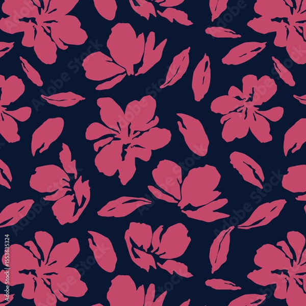 Fototapeta Flowers have organic shape with seamless background. Simple abstract floral pattern. Modern printing. Ideal for textile design, wallpaper, cards, posters and decoration.
