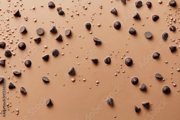 Fototapeta Grunge textured brown coffee beans on the ground create a natural food pattern