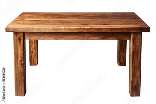 Fototapeta An old, empty wooden table, isolated on a white background, perfect for vintage interior designs