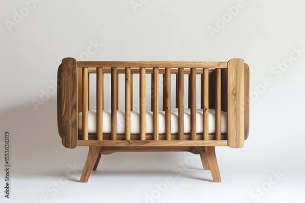 Fototapeta Empty wooden chair on white for nursery design