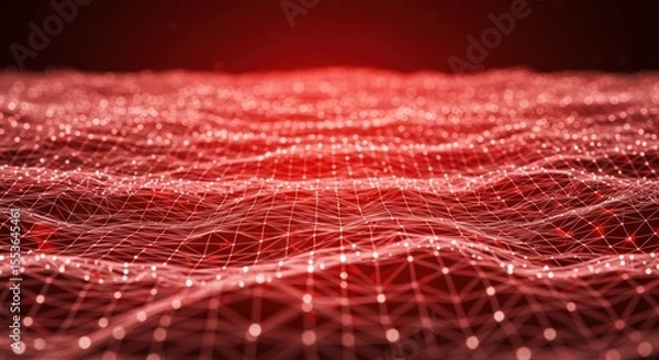 Obraz Futuristic Red and White Low Poly Digital Network Background