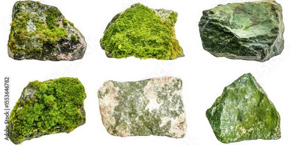 Obraz Rocks covered with moss and lichen on transparent background