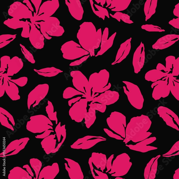 Fototapeta Flowers have organic shape with seamless background. Simple abstract floral pattern. Modern printing. Ideal for textile design, wallpaper, cards, posters and decoration.
